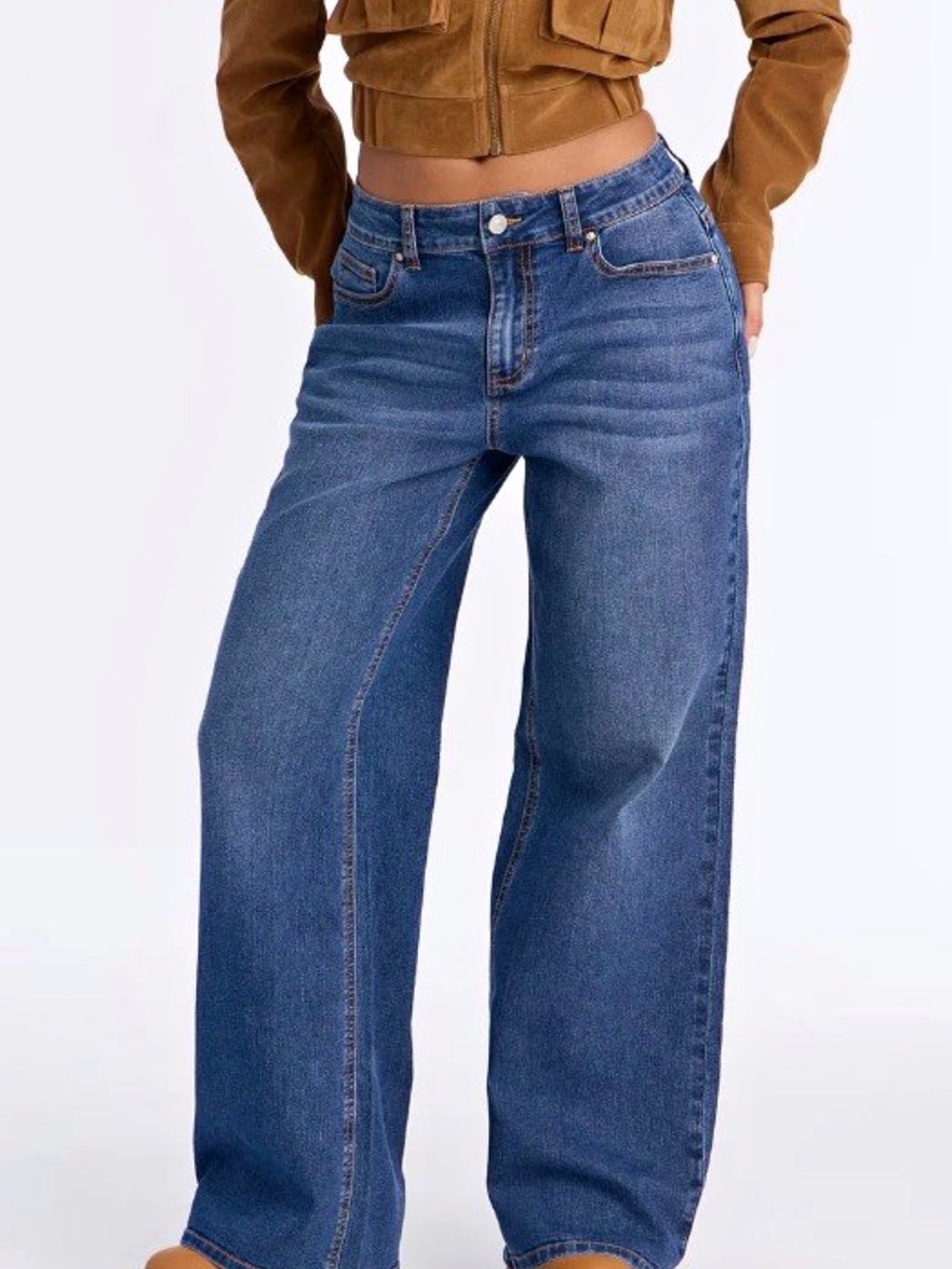 Wide-Leg High-Rise Women's Jeans in Blue